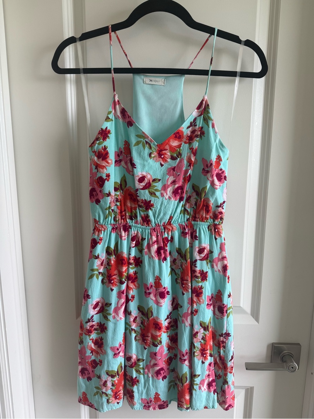 Y2K Vintage Tiffany Blue Floral Mini Dress S